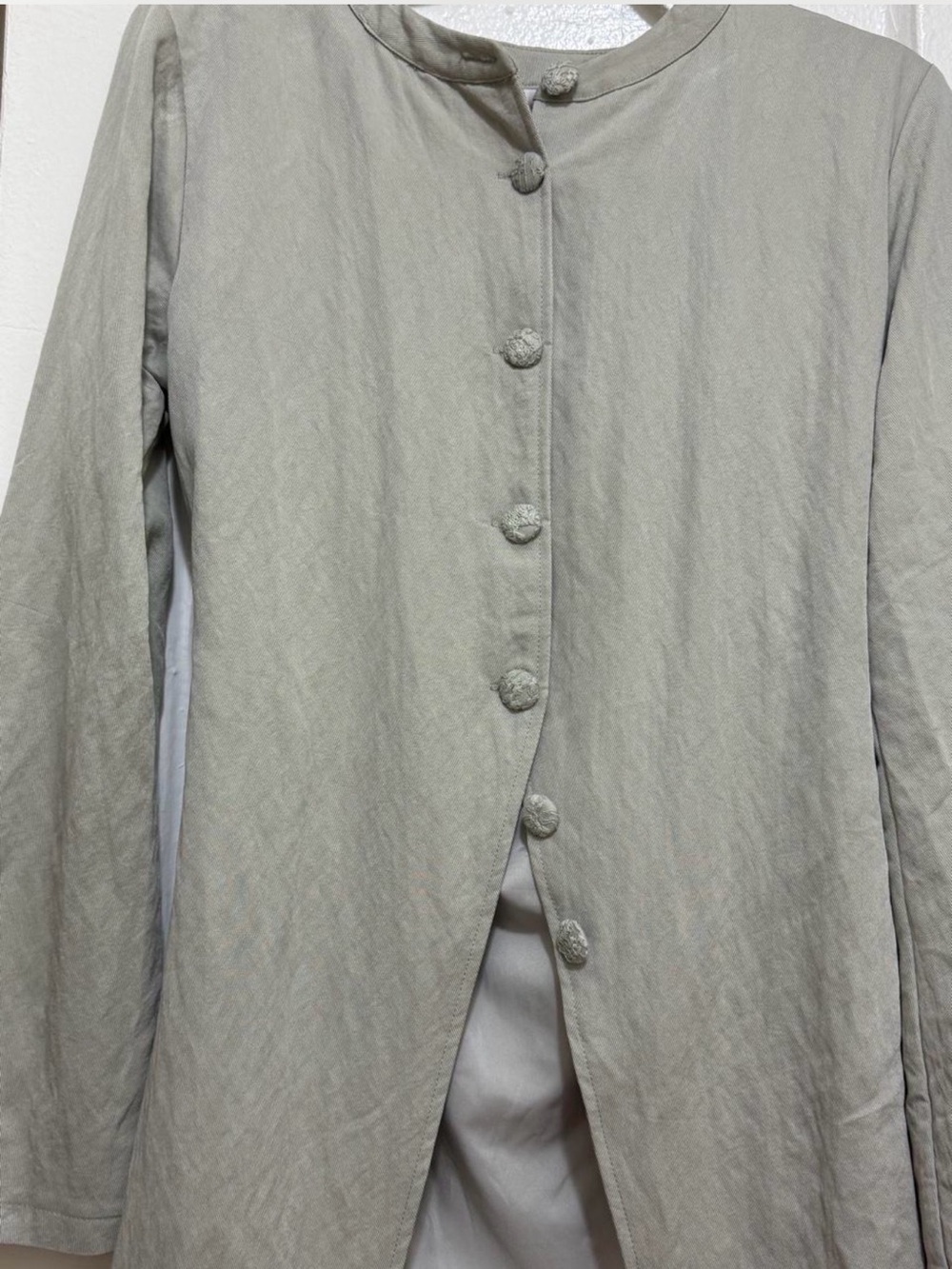 Light greenish Button-Front Long Sleeve Jacket and skirt